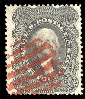 Costs of US Stamp Scott Catalog # 37: 1860 24c Washington. Cherrystone Auctions, Jan 2008, Sale 200801, Lot 1054