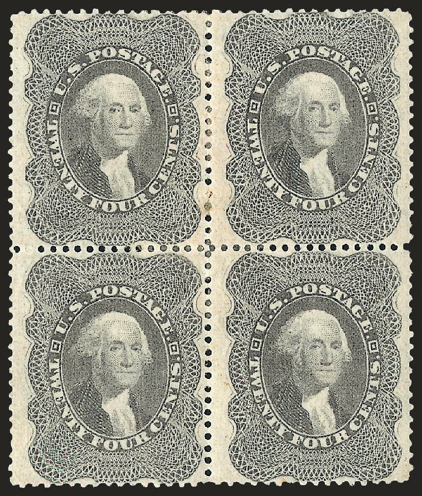 Cost of US Stamp Scott Cat. # 37 - 1860 24c Washington. Robert Siegel Auction Galleries, Oct 2008, Sale 963, Lot 424