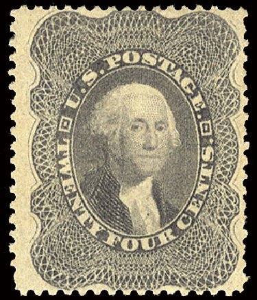 US Stamp Values Scott Catalog #37 - 1860 24c Washington. Cherrystone Auctions, Nov 2010, Sale 201011, Lot 55