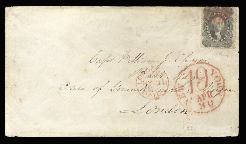 Value of US Stamp Scott #37 - 1860 24c Washington. Cherrystone Auctions, Apr 2014, Sale 201404, Lot 22