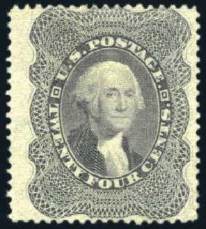 Prices of US Stamps Scott #37: 1860 24c Washington. Harmer-Schau Auction Galleries, Aug 2011, Sale 90, Lot 1152