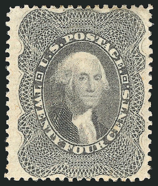 Values of US Stamp Scott Catalogue 37 - 1860 24c Washington. Robert Siegel Auction Galleries, Oct 2008, Sale 963, Lot 422