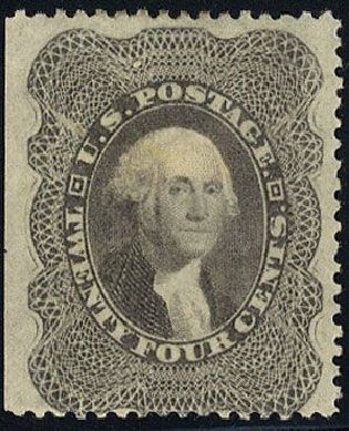 US Stamps Value Scott Catalogue # 37 - 1860 24c Washington. Cherrystone Auctions, Jan 2008, Sale 200801, Lot 1053