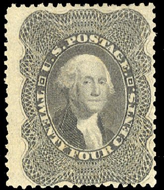 Values of US Stamp Scott 37 - 24c 1860 Washington. Cherrystone Auctions, Sep 2012, Sale 201209, Lot 33