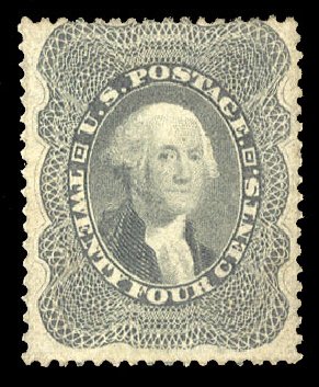 Price of US Stamps Scott Catalog 37 - 1860 24c Washington. Cherrystone Auctions, Sep 2014, Sale 201409, Lot 13