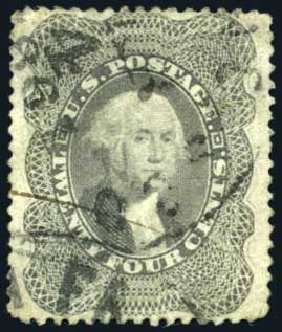 Values of US Stamp Scott Cat. # 37 - 24c 1860 Washington. Harmer-Schau Auction Galleries, Oct 2008, Sale 79, Lot 53