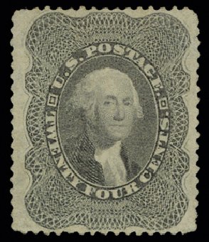 Value of US Stamps Scott Catalogue 37: 24c 1860 Washington. H.R. Harmer, May 2014, Sale 3005, Lot 1073