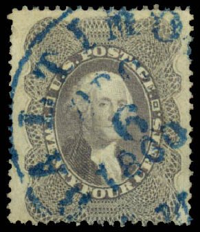 US Stamp Values Scott Catalogue 37 - 24c 1860 Washington. Daniel Kelleher Auctions, Sep 2013, Sale 639, Lot 363