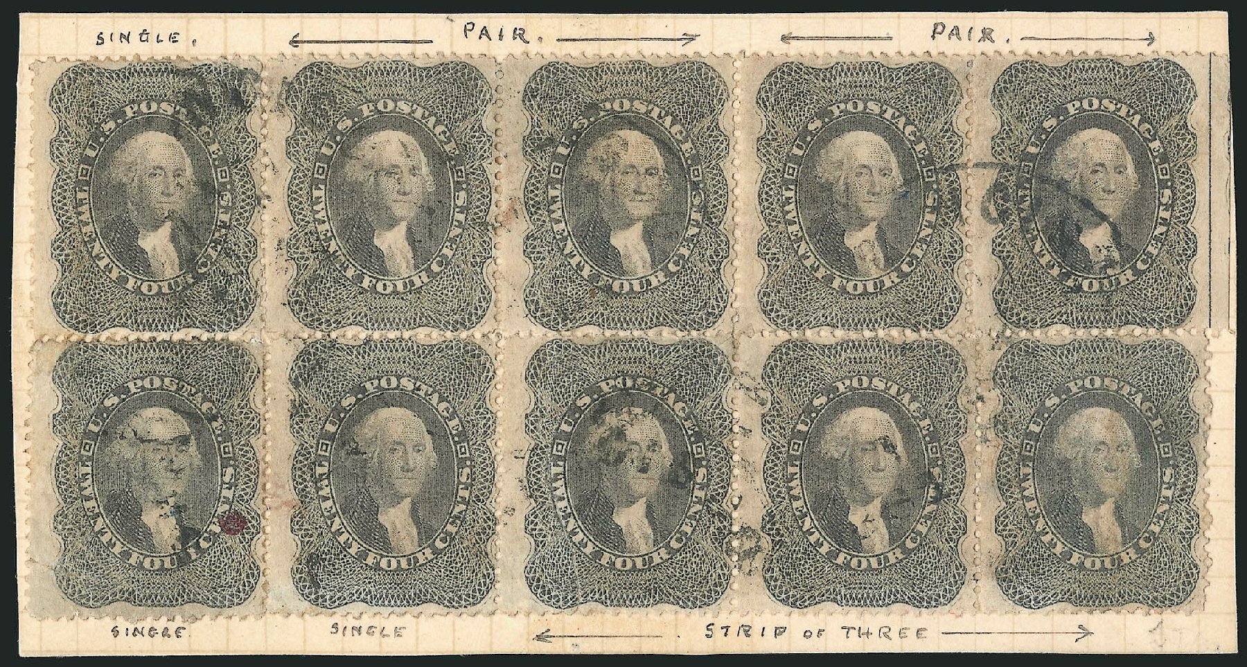 Costs of US Stamps Scott Cat. # 37 - 1860 24c Washington. Robert Siegel Auction Galleries, Nov 2014, Sale 1084, Lot 3173