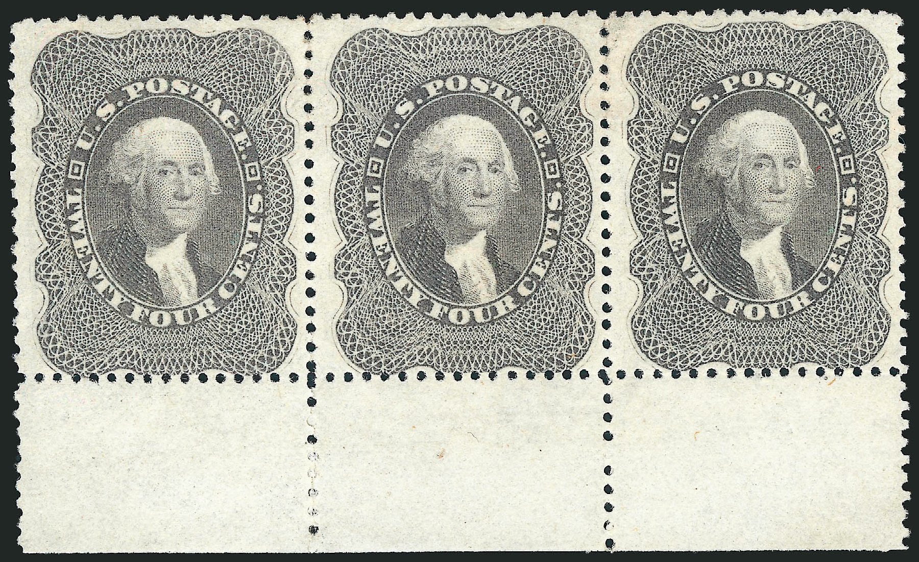 Value of US Stamp Scott Cat. # 37: 24c 1860 Washington. Robert Siegel Auction Galleries, Oct 2008, Sale 963, Lot 423