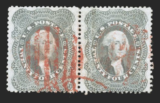 Costs of US Stamp Scott Catalog # 37: 1860 24c Washington. Spink Shreves Galleries, Jul 2012, Sale 140, Lot 103