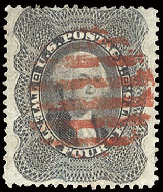 Cost of US Stamp Scott Cat. # 37: 1860 24c Washington. Cherrystone Auctions, Jan 2009, Sale 200901, Lot 66