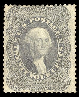 US Stamps Value Scott Catalog # 37 - 24c 1860 Washington. Cherrystone Auctions, Apr 2009, Sale 200904, Lot 6