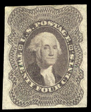 Values of US Stamp Scott #37 - 1860 24c Washington. Cherrystone Auctions, Jan 2015, Sale 201501, Lot 96