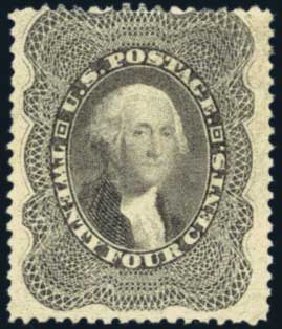 US Stamp Price Scott Cat. # 37 - 24c 1860 Washington. Harmer-Schau Auction Galleries, May 2013, Sale 97, Lot 326