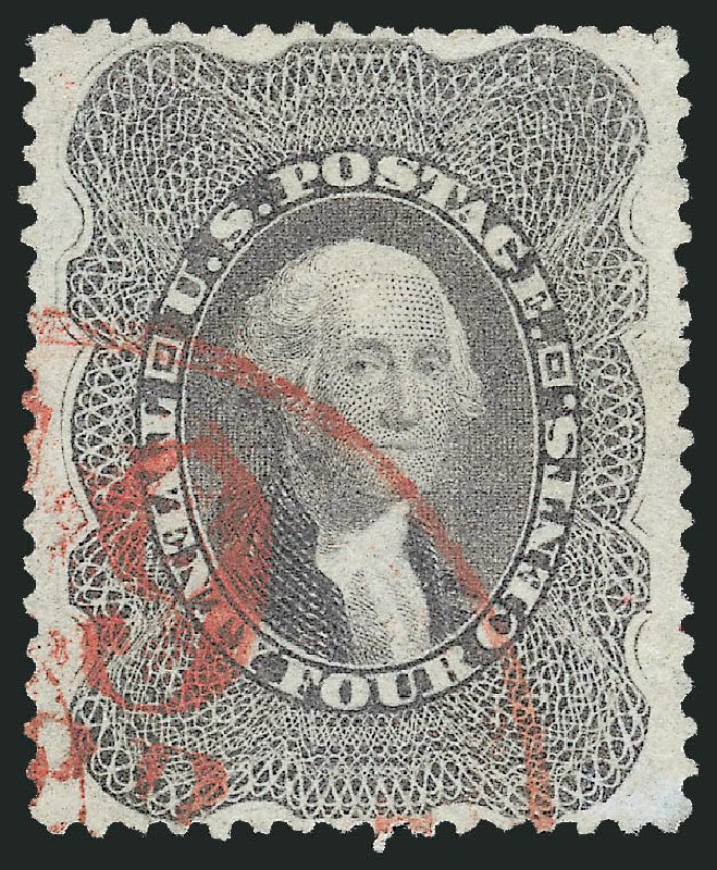 US Stamps Prices Scott #37 - 1860 24c Washington. Robert Siegel Auction Galleries, Nov 2012, Sale 1034, Lot 66