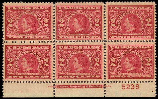 US Stamp Price Scott # 370: 1909 2c Alaska-Yukon Exposition. Daniel Kelleher Auctions, Jan 2012, Sale 628, Lot 458