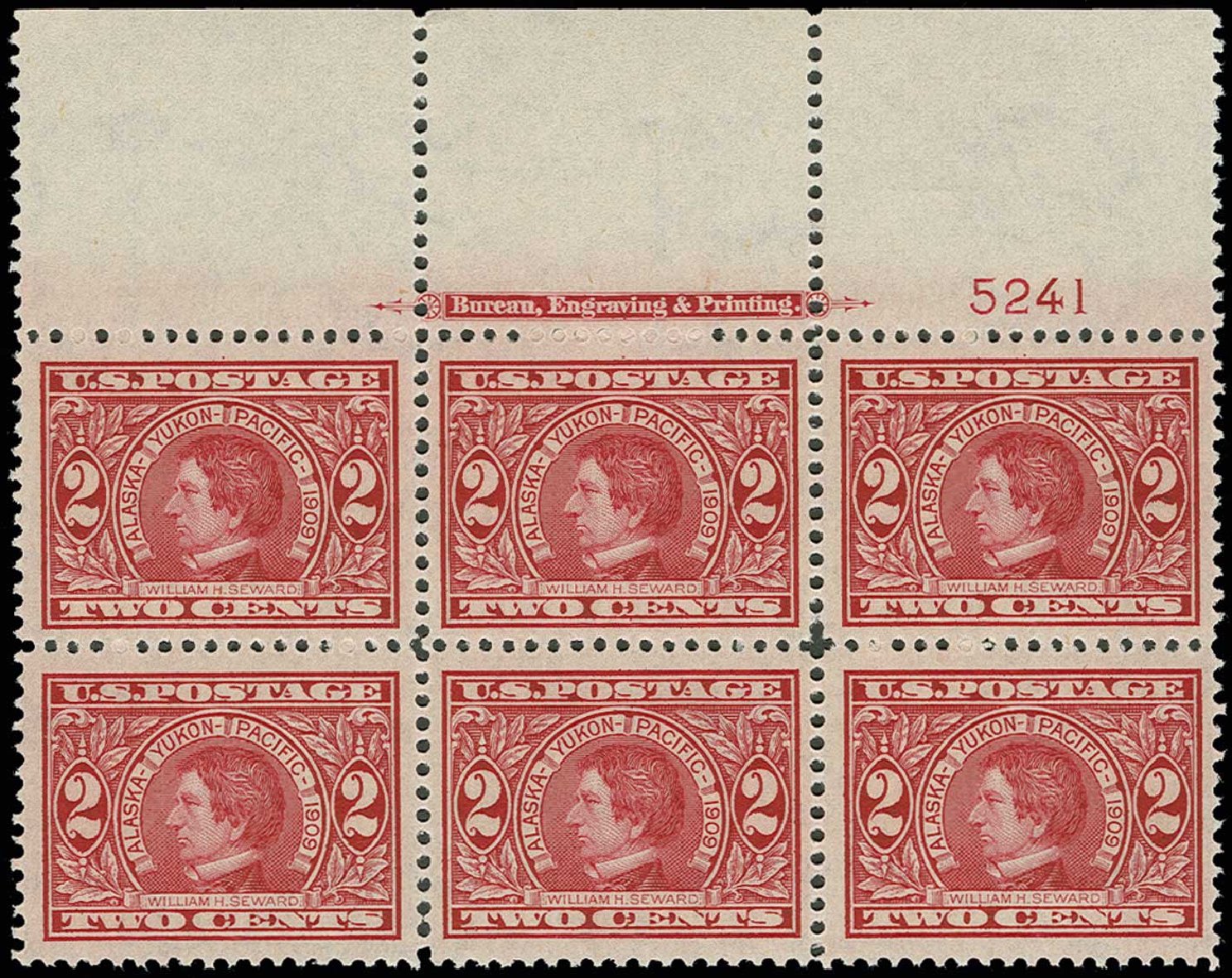 US Stamp Value Scott Catalog 370: 1909 2c Alaska-Yukon Exposition. H.R. Harmer, Jun 2013, Sale 3003, Lot 1264