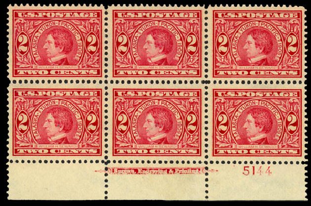 Values of US Stamps Scott Catalog 370: 2c 1909 Alaska-Yukon Exposition. Daniel Kelleher Auctions, Mar 2014, Sale 648, Lot 2234