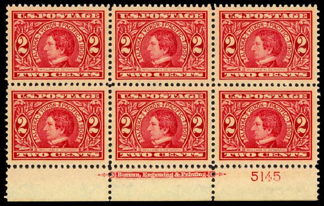 Value of US Stamp Scott Cat. # 370: 2c 1909 Alaska-Yukon Exposition. Daniel Kelleher Auctions, Apr 2013, Sale 636, Lot 325