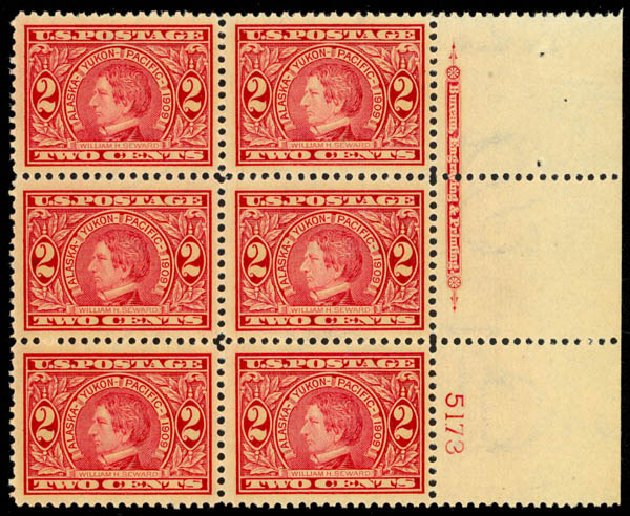 Price of US Stamps Scott Cat. 370 - 1909 2c Alaska-Yukon Exposition. Daniel Kelleher Auctions, Mar 2013, Sale 635, Lot 472