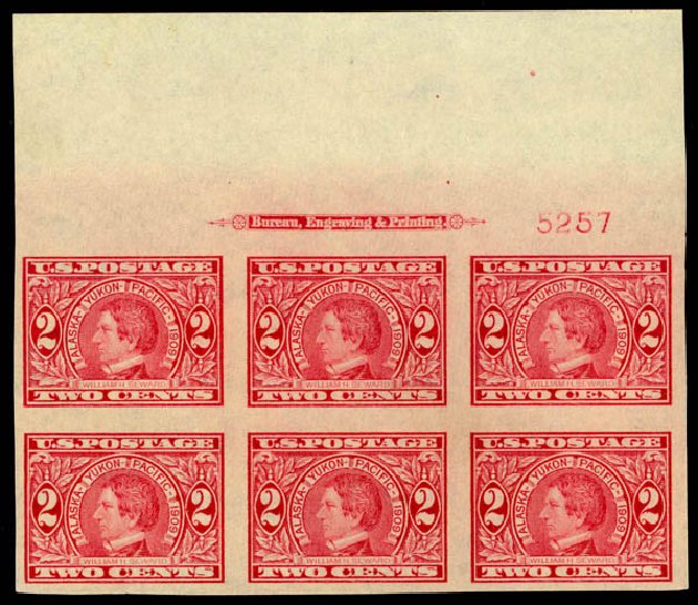 US Stamp Price Scott Catalog # 371: 1909 2c Alaska-Yukon Exposition Imperf. Daniel Kelleher Auctions, Sep 2014, Sale 655, Lot 657