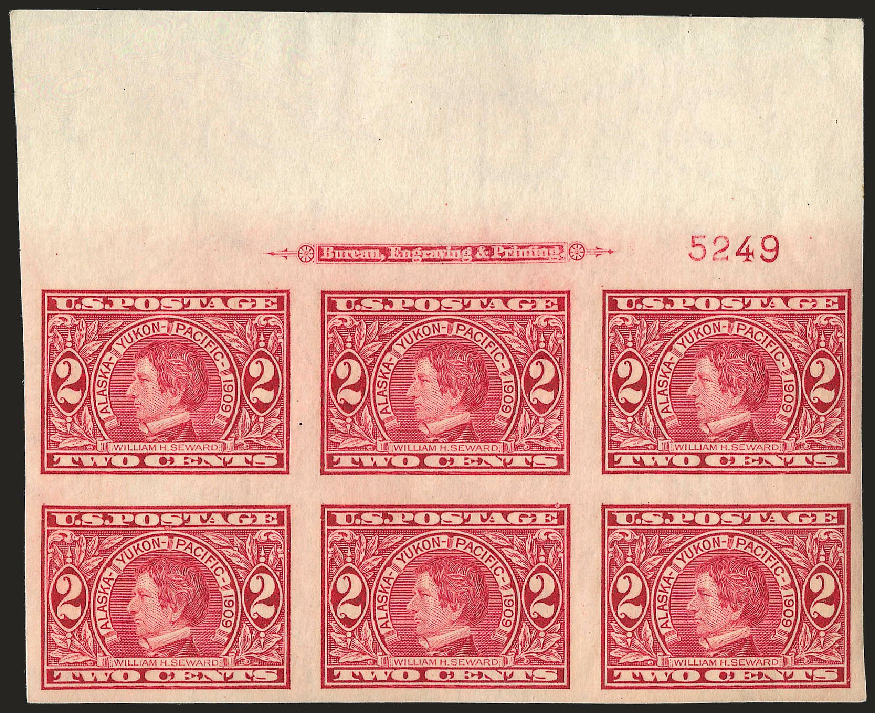 US Stamp Value Scott Cat. 371 - 1909 2c Alaska-Yukon Exposition Imperf. Robert Siegel Auction Galleries, Apr 2010, Sale 984, Lot 827
