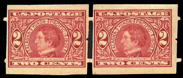 Prices of US Stamps Scott 371 - 1909 2c Alaska-Yukon Exposition Imperf. Matthew Bennett International, Mar 2011, Sale 336, Lot 1378
