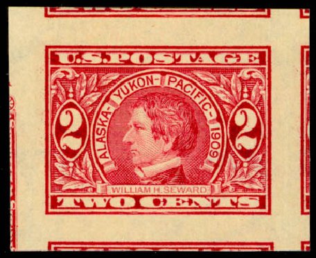 Price of US Stamps Scott Catalogue # 371 - 2c 1909 Alaska-Yukon Exposition Imperf. Daniel Kelleher Auctions, Jan 2015, Sale 663, Lot 1718