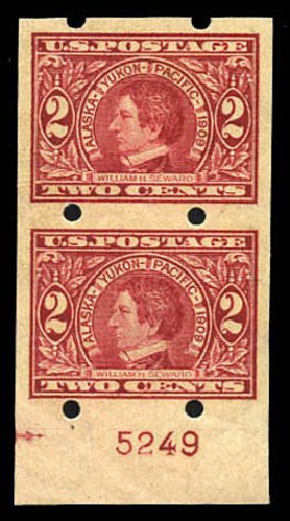 US Stamps Value Scott Cat. #371: 2c 1909 Alaska-Yukon Exposition Imperf. Matthew Bennett International, Mar 2011, Sale 336, Lot 1379