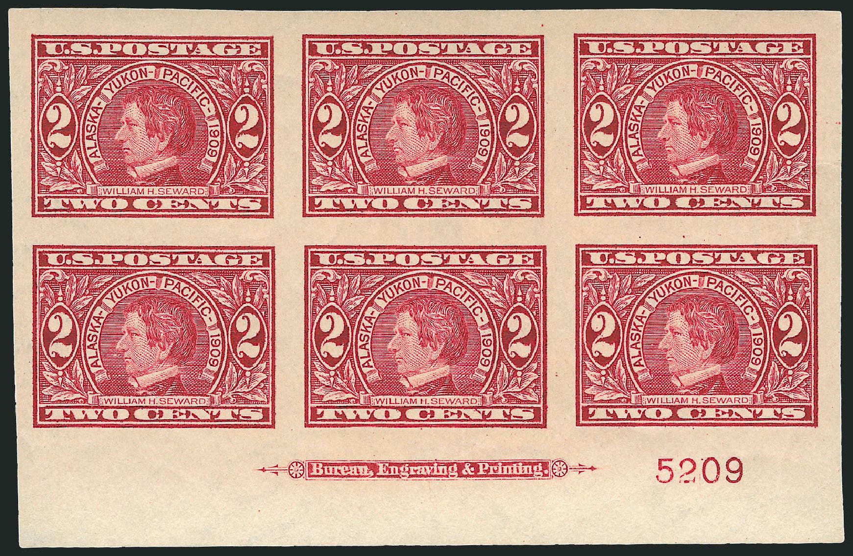 US Stamp Prices Scott Catalog #371 - 1909 2c Alaska-Yukon Exposition Imperf. Robert Siegel Auction Galleries, Apr 2009, Sale 971, Lot 1659