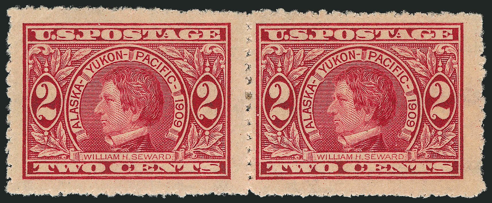 US Stamps Values Scott Catalog #371: 1909 2c Alaska-Yukon Exposition Imperf. Robert Siegel Auction Galleries, Dec 2010, Sale 1003, Lot 5020