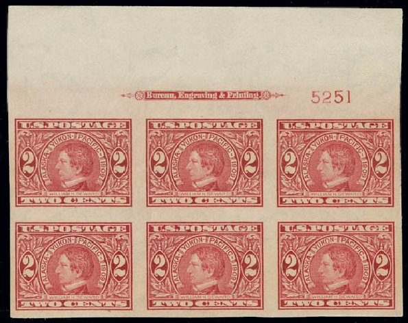 Value of US Stamp Scott Catalogue #371 - 2c 1909 Alaska-Yukon Exposition Imperf. Matthew Bennett International, Jun 2008, Sale 328, Lot 904