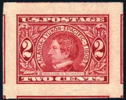 US Stamps Values Scott Cat. 371 - 1909 2c Alaska-Yukon Exposition Imperf. Harmer-Schau Auction Galleries, Jun 2008, Sale 78, Lot 1545