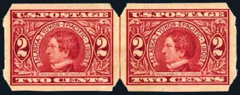 US Stamps Values Scott Catalog #371: 1909 2c Alaska-Yukon Exposition Imperf. Harmer-Schau Auction Galleries, Aug 2011, Sale 90, Lot 1895