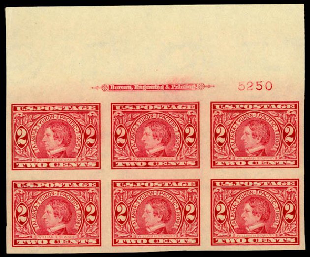 Value of US Stamp Scott Catalogue # 371: 2c 1909 Alaska-Yukon Exposition Imperf. Daniel Kelleher Auctions, May 2014, Sale 653, Lot 2415