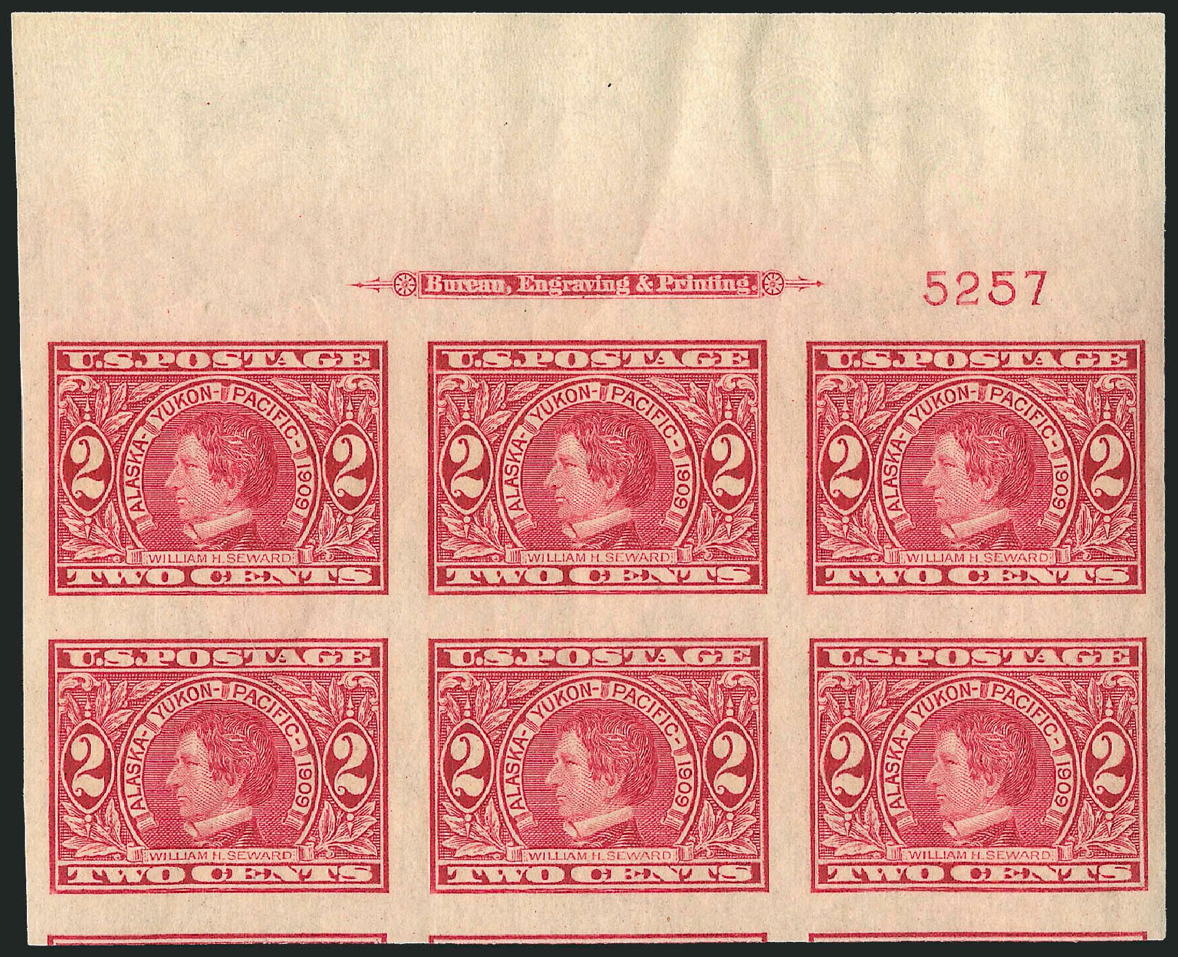 US Stamp Value Scott # 371 - 1909 2c Alaska-Yukon Exposition Imperf. Robert Siegel Auction Galleries, Dec 2010, Sale 1003, Lot 5015