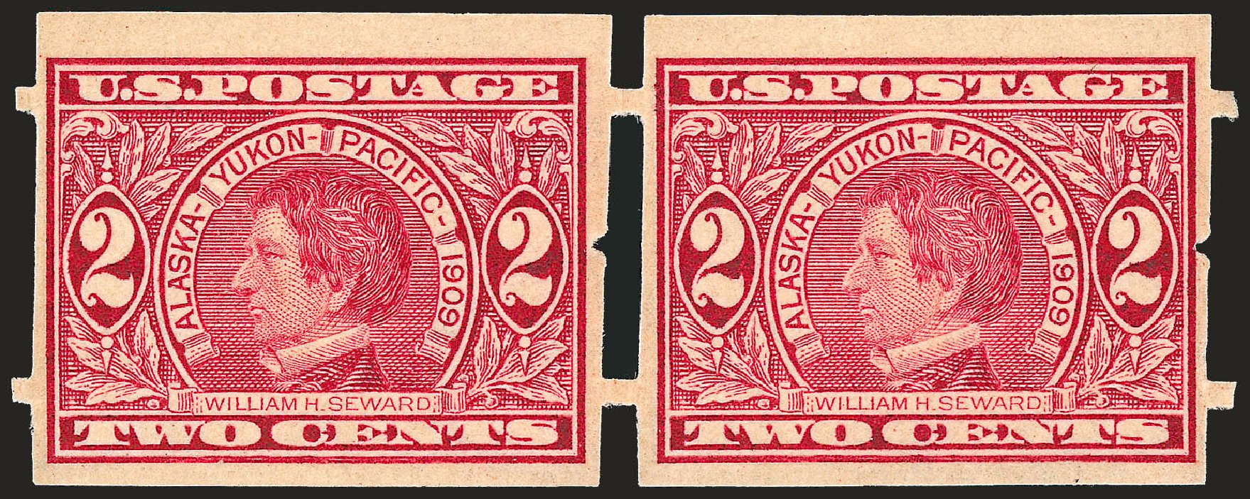 Value of US Stamp Scott Cat. 371: 1909 2c Alaska-Yukon Exposition Imperf. Robert Siegel Auction Galleries, Dec 2008, Sale 967, Lot 4532