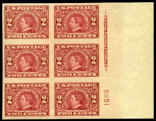 Value of US Stamp Scott 371 - 2c 1909 Alaska-Yukon Exposition Imperf. Matthew Bennett International, Jun 2008, Sale 328, Lot 903