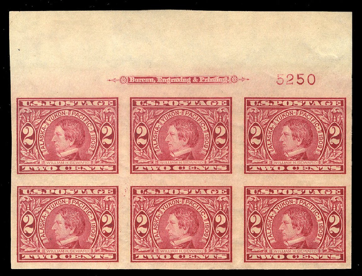US Stamp Values Scott #371: 1909 2c Alaska-Yukon Exposition Imperf. Cherrystone Auctions, Apr 2010, Sale 201004, Lot 246