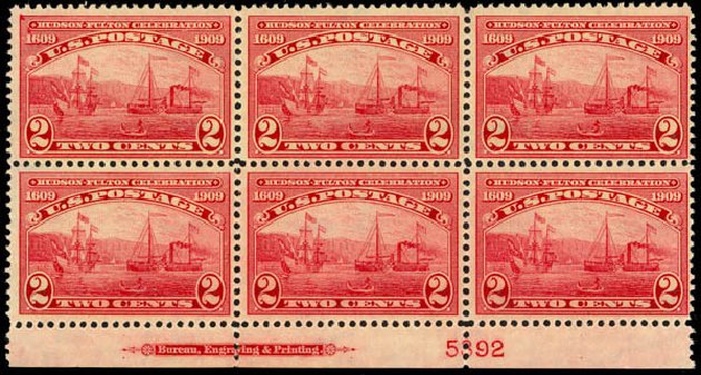 US Stamp Values Scott 372: 2c 1909 Hudson-Fulton. Daniel Kelleher Auctions, Mar 2013, Sale 635, Lot 479