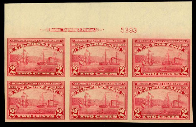 US Stamp Values Scott Cat. # 373: 2c 1909 Hudson-Fulton Imperf. Daniel Kelleher Auctions, Mar 2014, Sale 648, Lot 2237