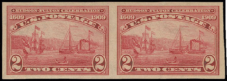 Prices of US Stamps Scott Cat. # 373 - 1909 2c Hudson-Fulton Imperf. H.R. Harmer, Jun 2013, Sale 3003, Lot 1268