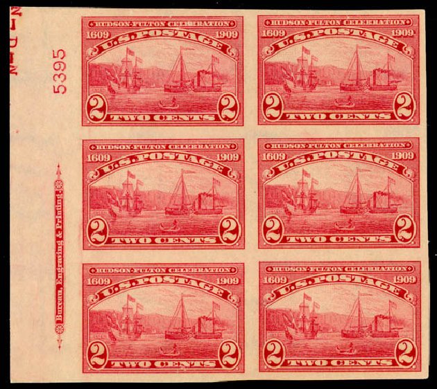 Cost of US Stamps Scott #373 - 2c 1909 Hudson-Fulton Imperf. Daniel Kelleher Auctions, Sep 2013, Sale 639, Lot 3478