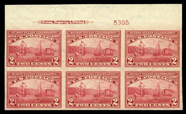 US Stamps Value Scott # 373: 2c 1909 Hudson-Fulton Imperf. Matthew Bennett International, Mar 2012, Sale 344, Lot 4539