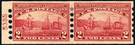US Stamps Prices Scott Catalogue #373: 2c 1909 Hudson-Fulton Imperf. Harmer-Schau Auction Galleries, Aug 2011, Sale 90, Lot 1870