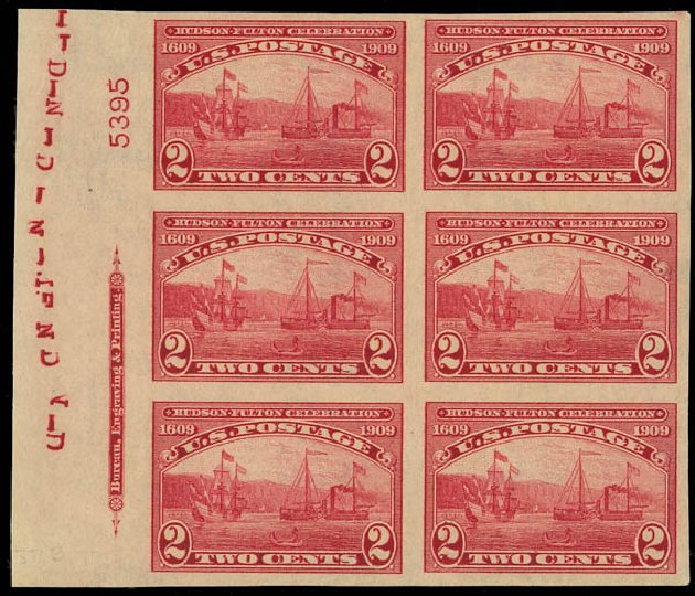 Values of US Stamps Scott #373 - 1909 2c Hudson-Fulton Imperf. Daniel Kelleher Auctions, Jan 2012, Sale 628, Lot 461