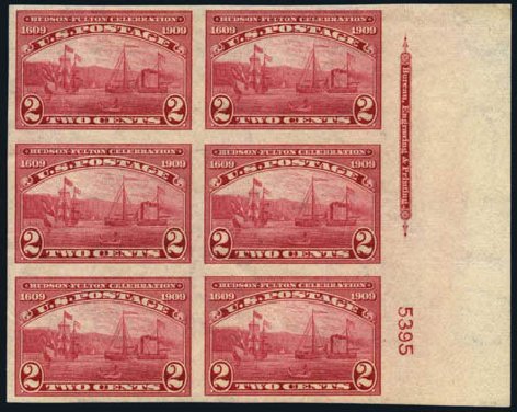 Value of US Stamp Scott Cat. # 373 - 2c 1909 Hudson-Fulton Imperf. Harmer-Schau Auction Galleries, May 2013, Sale 97, Lot 382