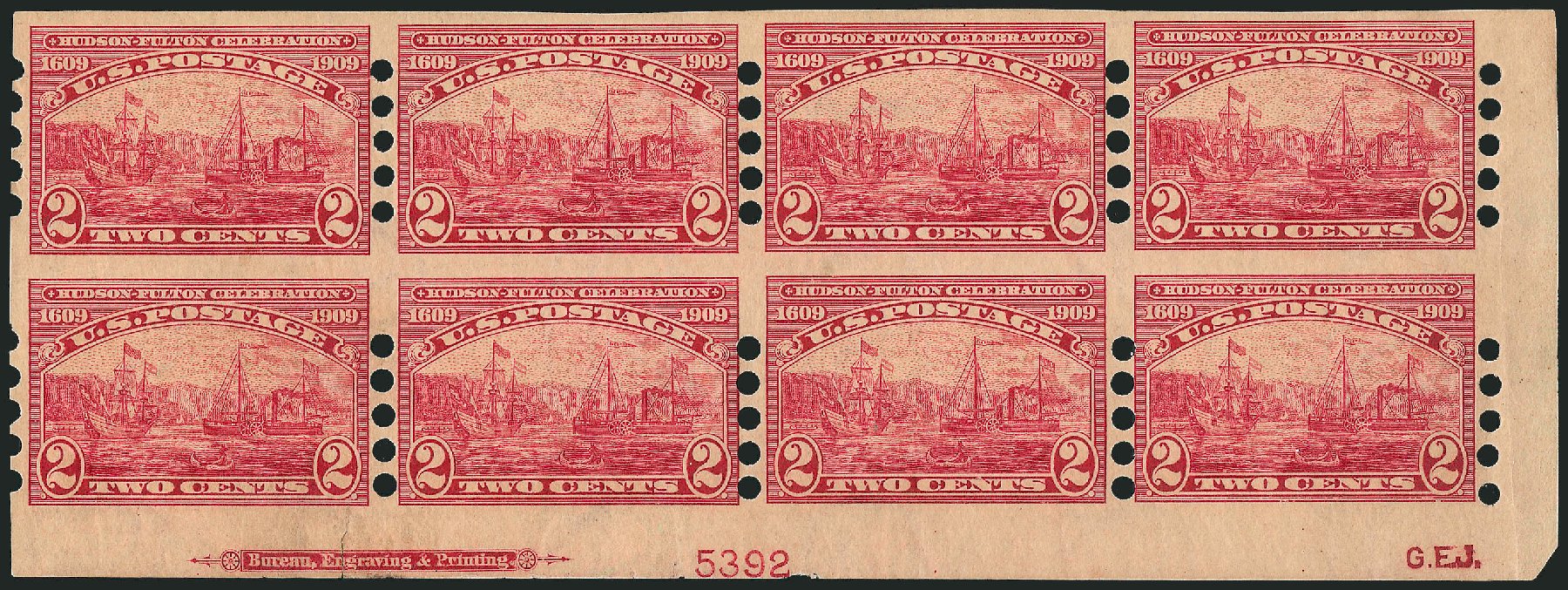 Prices of US Stamps Scott Cat. #373: 2c 1909 Hudson-Fulton Imperf. Robert Siegel Auction Galleries, Nov 2013, Sale 1061, Lot 4243