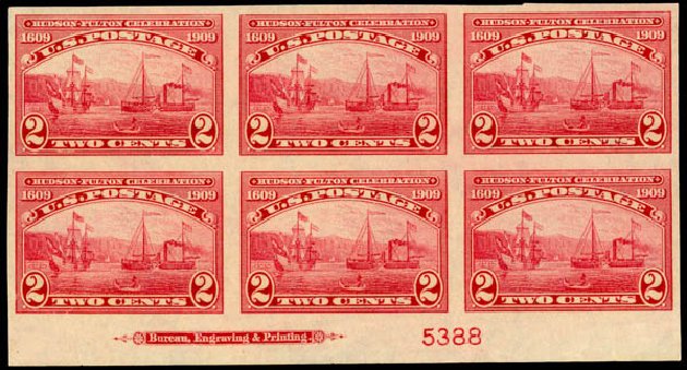 Prices of US Stamps Scott 373 - 2c 1909 Hudson-Fulton Imperf. Daniel Kelleher Auctions, Mar 2013, Sale 635, Lot 486